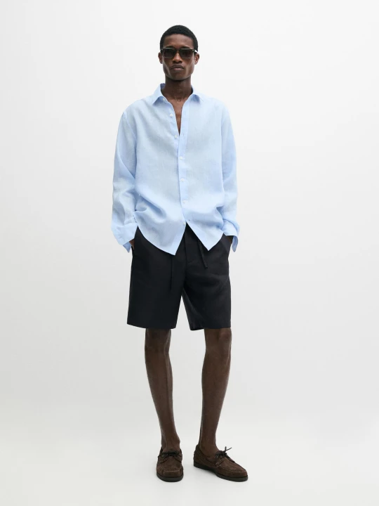 Zdjęcie produktu Krótkie Bermudy Ze 100% Lnu - Granatowy - - Massimo Dutti - Mężczyzna