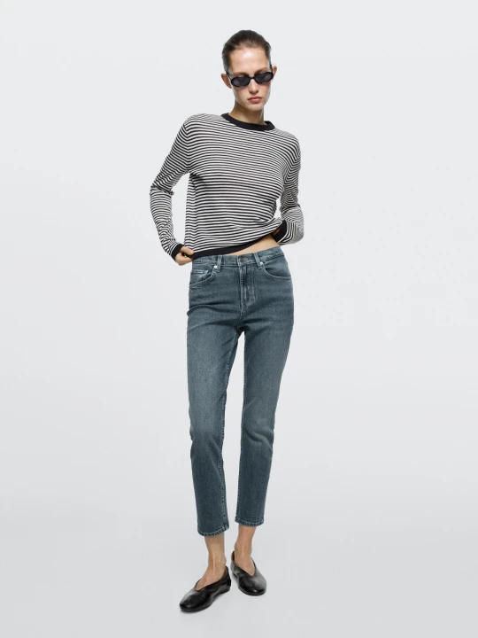 Zdjęcie produktu Krótkie Jeansy Slim Fit Ze Średnim Stanem - Ciemnoniebieski - Massimo Dutti - Female