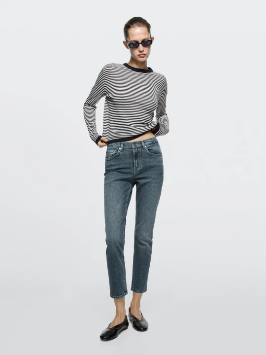 Zdjęcie produktu Krótkie Jeansy Slim Fit Ze Średnim Stanem - Ciemnoniebieski - - Massimo Dutti - Kobieta