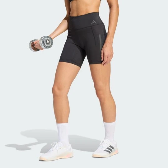 Zdjęcie produktu Krótkie legginsy Optime Workout 3-Stripes Adidas czarny