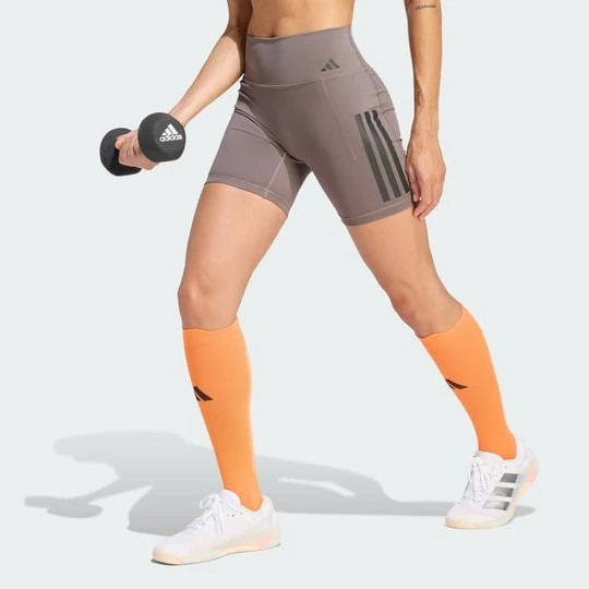Zdjęcie produktu Krótkie legginsy Optime Workout 3-Stripes Adidas Charcoal