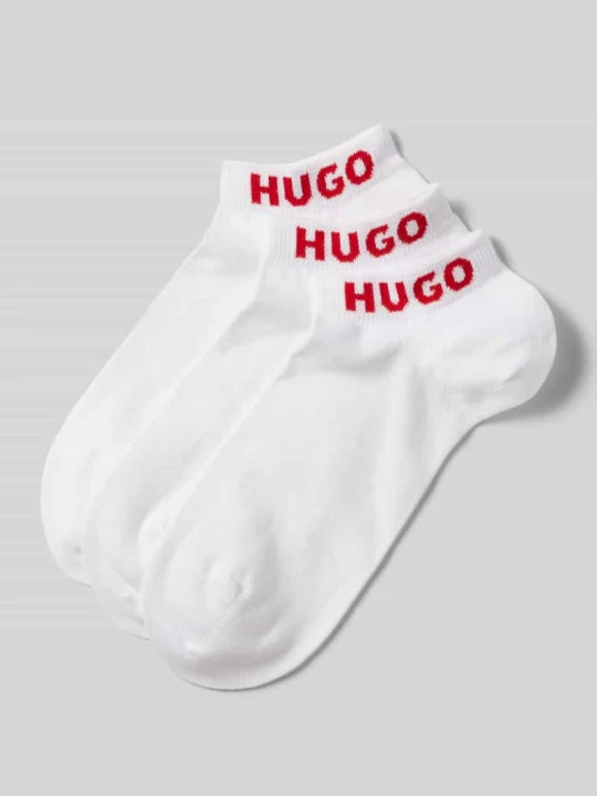 Zdjęcie produktu Krótkie skarpety z detalem z logo w zestawie 3 szt. Hugo Biały