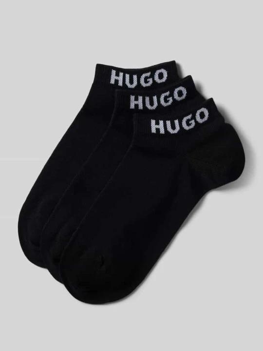 Zdjęcie produktu Krótkie skarpety z detalem z logo w zestawie 3 szt. Hugo Czarny