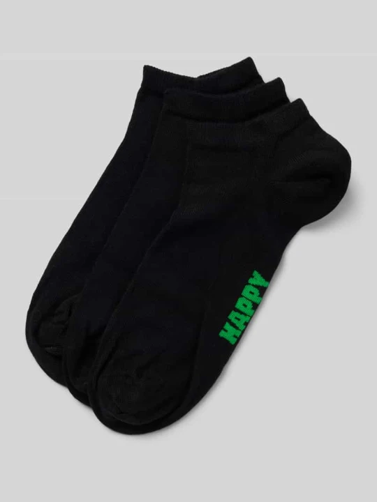 Zdjęcie produktu Krótkie skarpety z detalem z logo w zestawie 3 szt. model ‘Solid’ Happy Socks Czarny