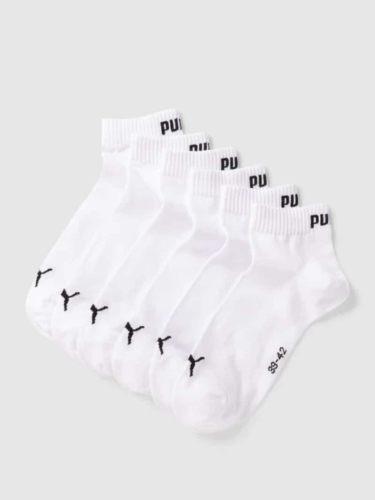 Zdjęcie produktu Krótkie skarpety z nadrukiem z logo w zestawie 6 szt. model ‘Quarter Plain’ Puma Biały