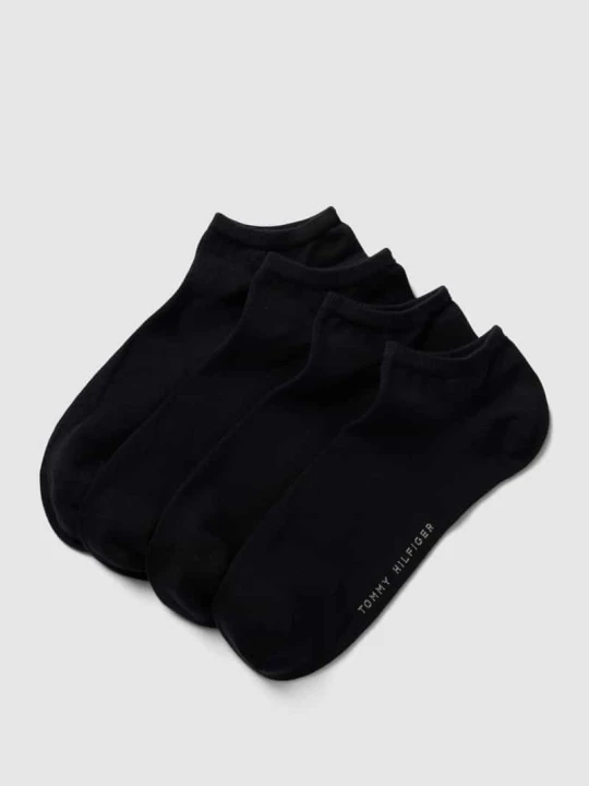 Zdjęcie produktu Krótkie skarpety z prążkowanymi ściągaczami w zestawie 4 szt. Tommy Hilfiger Czarny