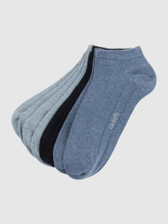 Zdjęcie produktu Krótkie skarpety z prążkowanymi ściągaczami w zestawie 7 szt. model ‘Soft’ CAMANO Jeansowy niebieski