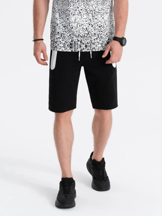 Zdjęcie produktu Krótkie spodenki męskie dresowe - czarne V3 Ombre Clothing
