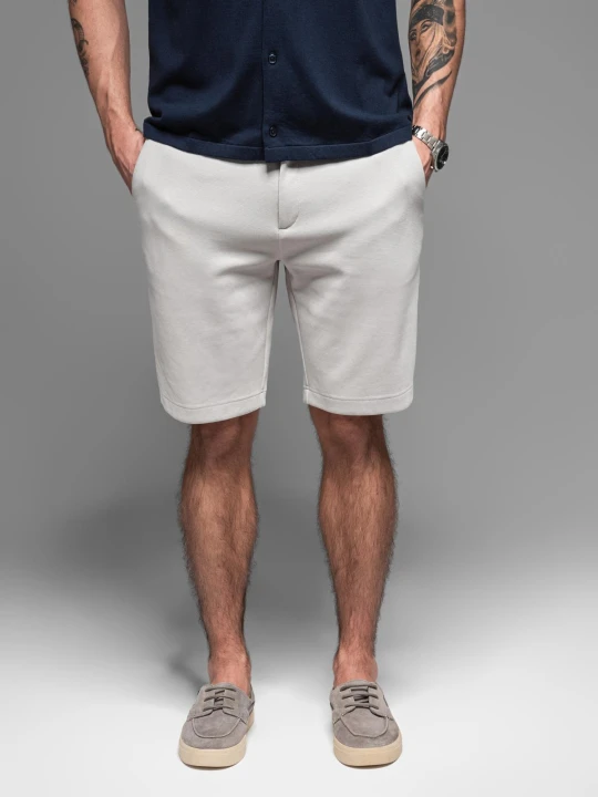 Zdjęcie produktu Krótkie spodenki męskie SLIM FIT z melanżowej strukturalnej dzianiny – jasnoszare V5 - Rozmiar: L Ombre Clothing jasny szary