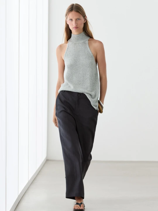 Zdjęcie produktu Krótkie Spodnie Kick Flare Z Lnu - Granatowy - Massimo Dutti - Female