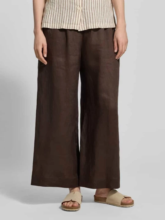 Zdjęcie produktu Kuloty z lnu z elastycznym pasem model 'CANNETI' MM By Max Mara Ciemnobrązowy