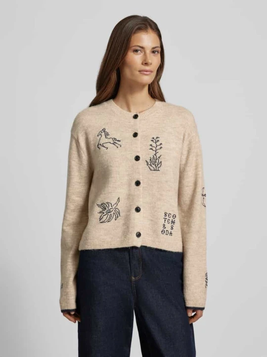 Zdjęcie produktu Kardigan rozpinany o kroju regular fit z dodatkiem alpaki Scotch & Soda Beżowy