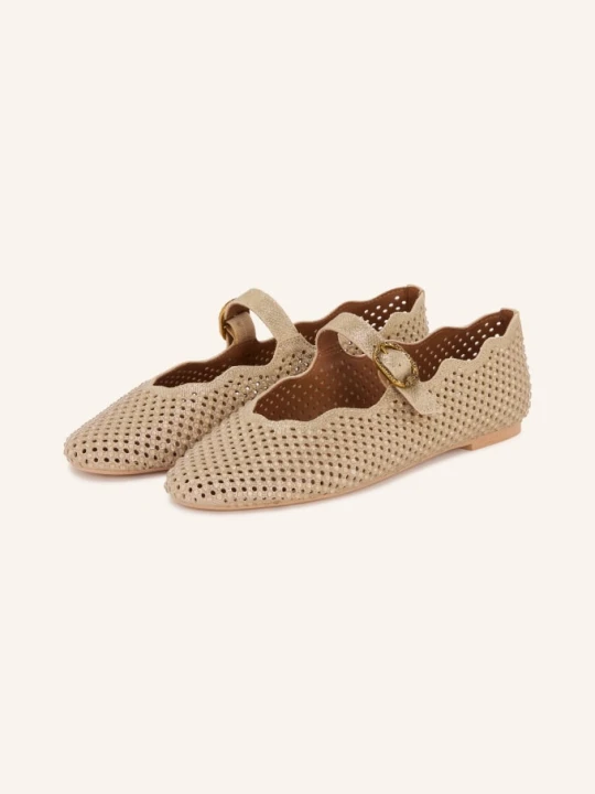 Zdjęcie produktu Kurt Geiger Baleriny Mary Jane Wavy Mayfair Z Kryształkami gold