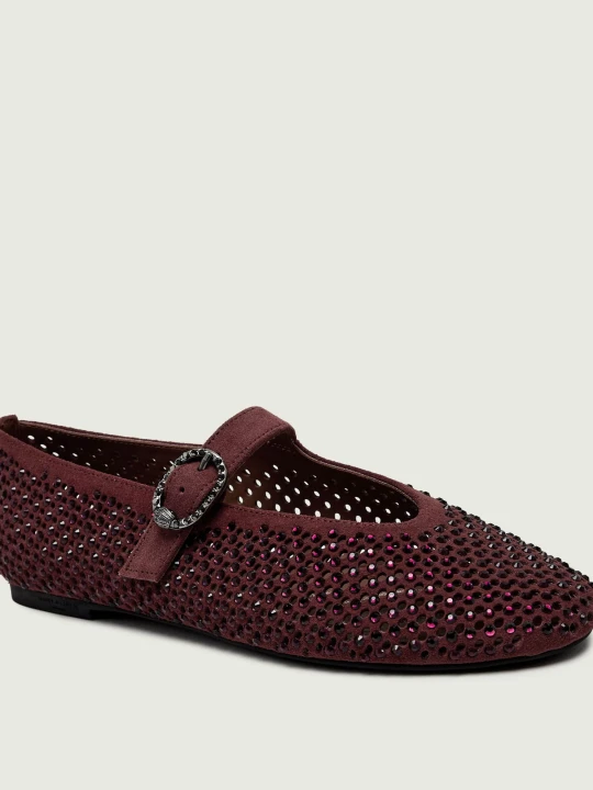 Zdjęcie produktu Kurt Geiger Baleriny Mayfair Mary Jane | zamsz bordowy