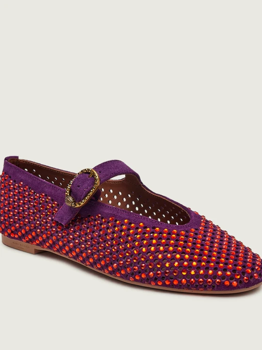 Zdjęcie produktu Kurt Geiger Baleriny Mayfair Mary Jane | zamsz fioletowy