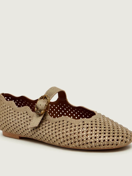 Zdjęcie produktu Kurt Geiger Baleriny Wavy Mayfair Mary Jane | zamsz złoty