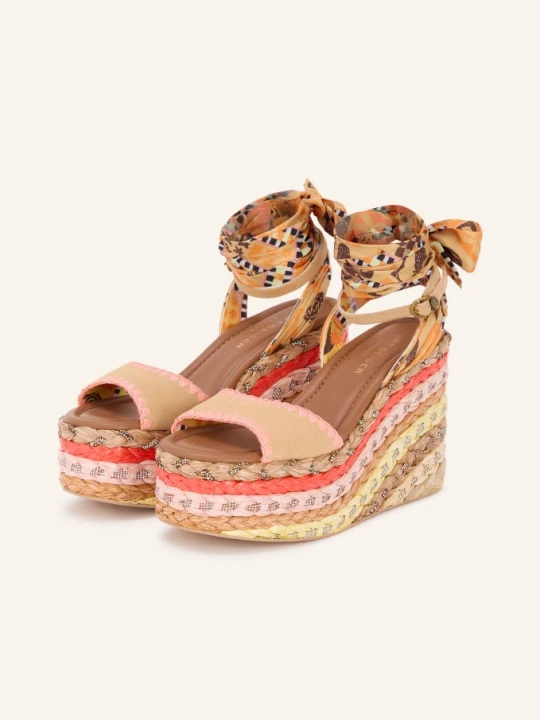 Zdjęcie produktu Kurt Geiger Klapki Na Platformie Scarf Z Kamieniami Ozdobnymi beige