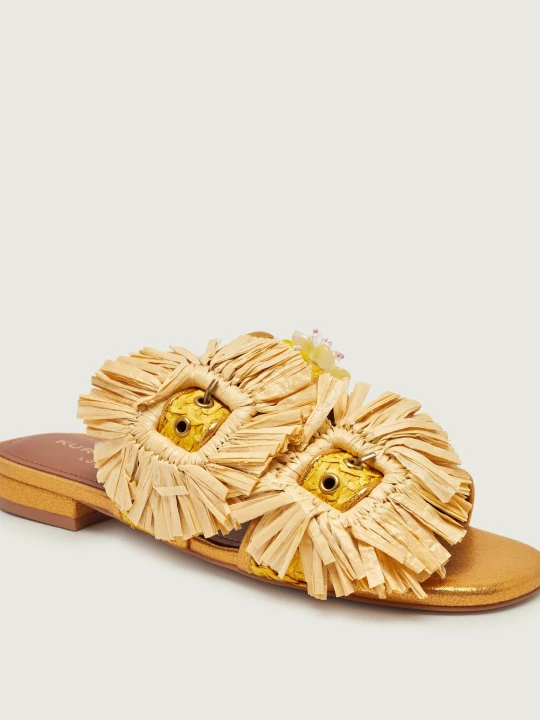 Zdjęcie produktu Kurt Geiger Klapki RAFFIA BUCKLE FLAT żółty