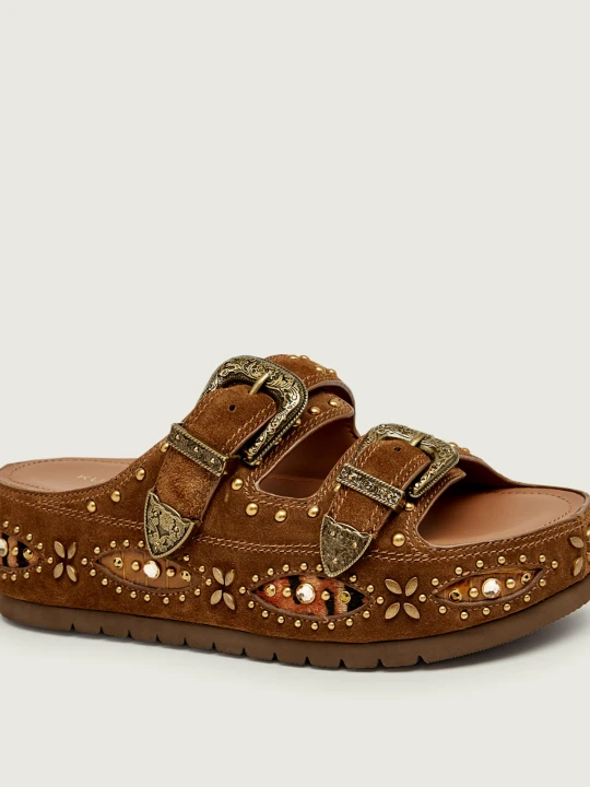 Zdjęcie produktu Kurt Geiger Klapki Western Buckle | zamsz brązowy