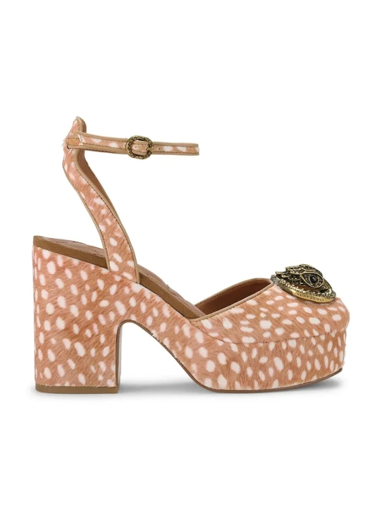 Zdjęcie produktu Kurt Geiger London czółenka na słupku skórzane Chelsea Closed Platform brązowy
