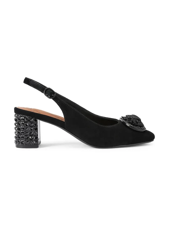 Zdjęcie produktu Kurt Geiger London czółenka z odkrytą piętą zamszowe Chelsea Block Sling Dr Black