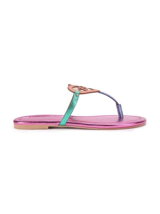 Zdjęcie produktu Kurt Geiger London klapki damskie skórzane Kurt Heart T Bar Flat różowy