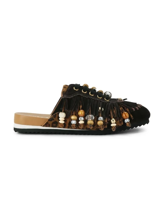 Zdjęcie produktu Kurt Geiger London klapki mules damskie skórzane Islington P Fringe Mule czarny