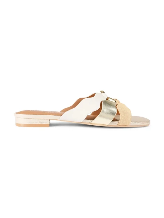 Zdjęcie produktu Kurt Geiger London klapki na płaskim obcasie damskie skórzane Sun Wave Flat Sandal złoty