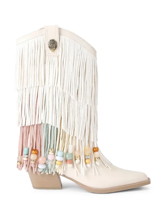 Zdjęcie produktu Kurt Geiger London kowbojki damskie zamszowe Fringe Cowboy Boot biały