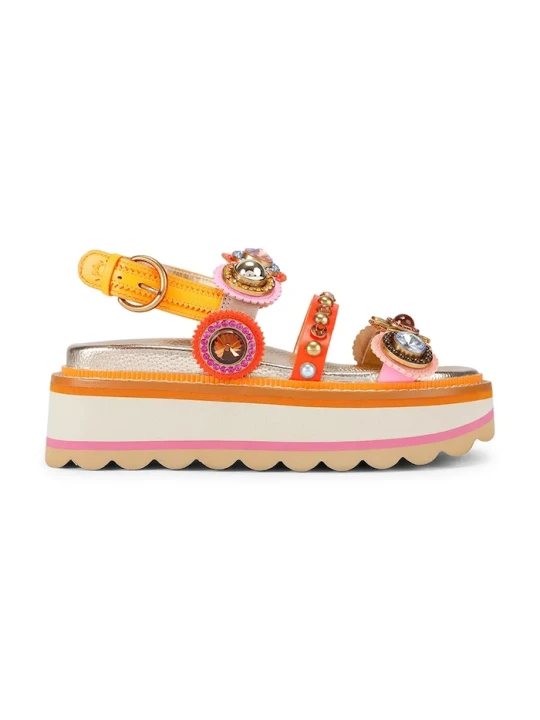 Zdjęcie produktu Kurt Geiger London sandały na platformie damskie skórzane Octavia Sling Flatform pomarańczowy