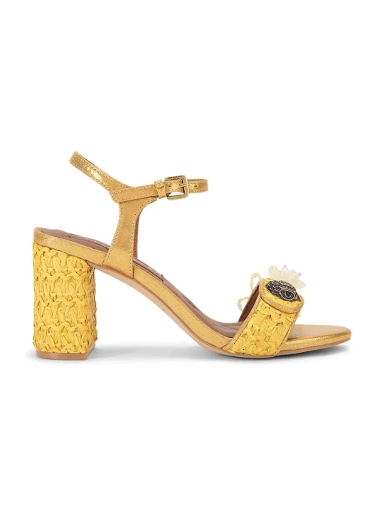 Zdjęcie produktu Kurt Geiger London sandały na słupku Kensington Langley Raffia żółty