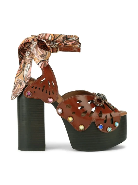 Zdjęcie produktu Kurt Geiger London sandały skórzane Butterfly Platform Sdl brązowy