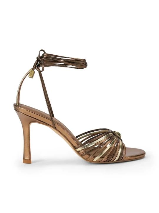 Zdjęcie produktu Kurt Geiger London szpilki skórzane Multi Strap Tie Sandal brązowy