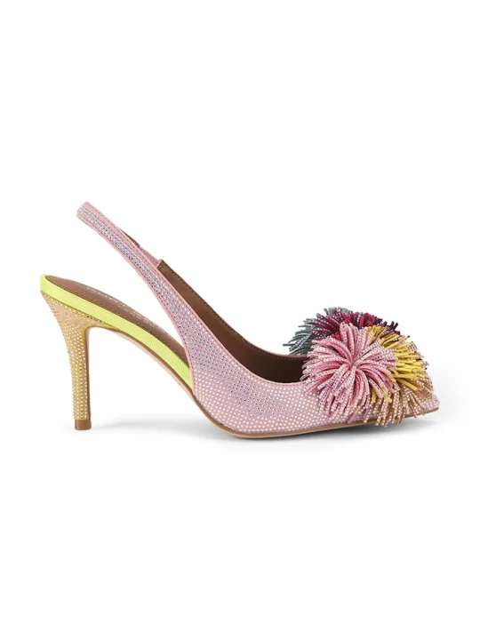 Zdjęcie produktu Kurt Geiger London sztyblety zamszowe Pom Pom Sling różowy