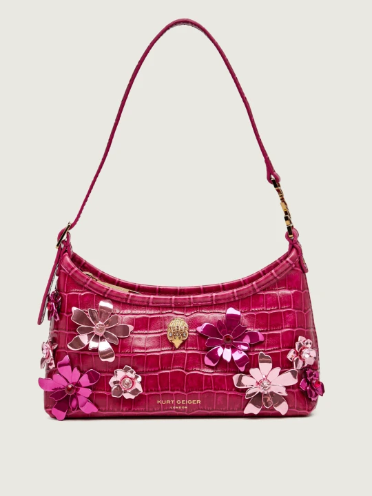 Zdjęcie produktu Kurt Geiger Skórzana torebka na ramię Sling Flowers fuksja