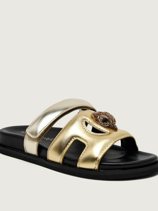 Zdjęcie produktu Kurt Geiger Skórzane klapki EAGLE CUT OUT złoty