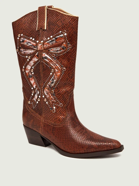Zdjęcie produktu Kurt Geiger Skórzane kowbojki Rodeo Bow brązowy