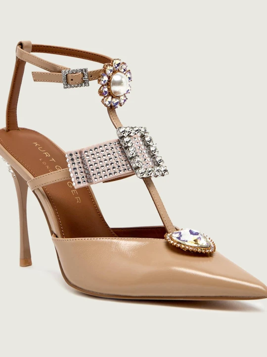 Zdjęcie produktu Kurt Geiger Skórzane szpilki BOW POINT GLADIATOR beżowy