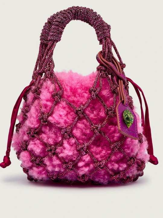Zdjęcie produktu Kurt Geiger Torebka na ramię 2w1 MACRAME CRYSTAL | shearling różowy
