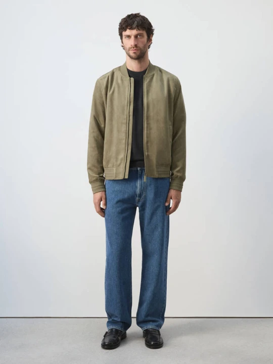 Zdjęcie produktu Kurtka bomber z imitacji zamszu khaki - Mężczyzna - MANGO MAN