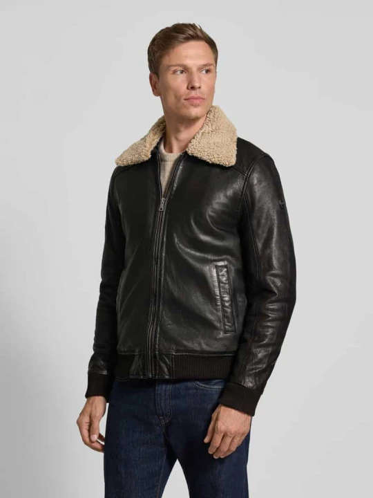 Zdjęcie produktu Kurtka bomber z owczej skóry MAURITIUS Czarny