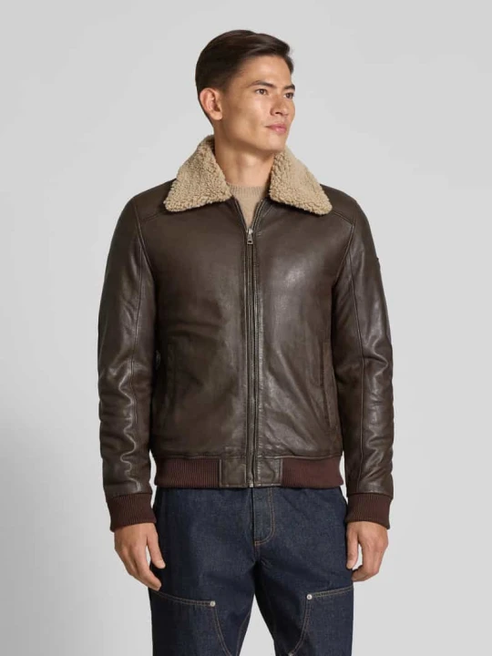 Zdjęcie produktu Kurtka bomber z owczej skóry MAURITIUS Ciemnobrązowy