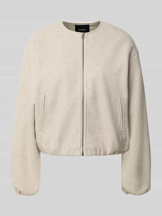 Zdjęcie produktu Kurtka bomberka w filcowym wyglądzie, krój regular fit, model 'VMCHLOE' Vero Moda Piaskowy melanż