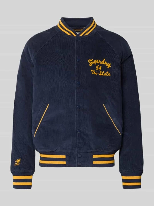 Zdjęcie produktu Kurtka college z sztruksu z wyhaftowanym logo Superdry Granatowy