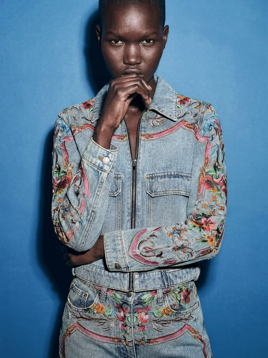 Zdjęcie produktu Kurtka denim we wzory 100% bawełna Desigual niebieski