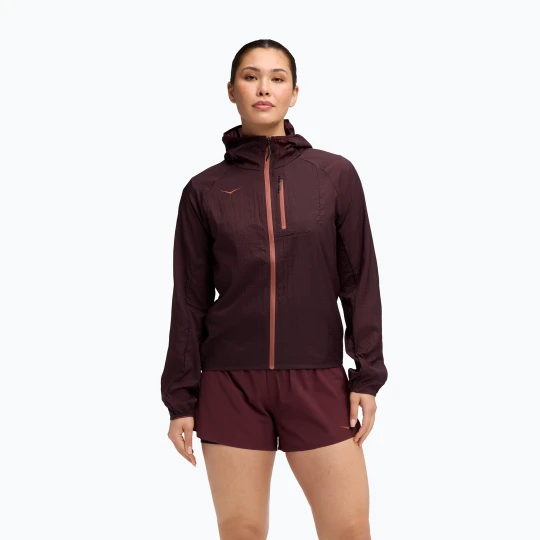 Zdjęcie produktu Kurtka do biegania damska HOKA Skyflow black cherry Bordowy