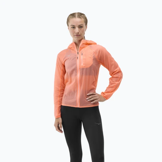 Zdjęcie produktu Kurtka do biegania damska HOKA Skyflow neon cantaloupe Pomarańczowy