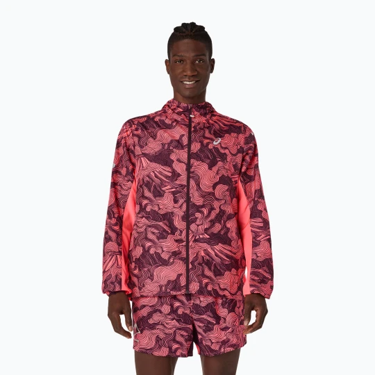 Zdjęcie produktu Kurtka do biegania męska Asics Fujitrail Packable Jacket blazing coral / dark aubergine Różowy