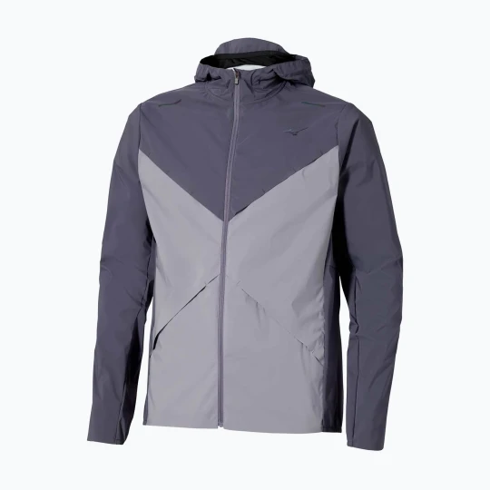 Zdjęcie produktu Kurtka do biegania męska Mizuno Tech Thermal Charge Hooded quiksilver Szary