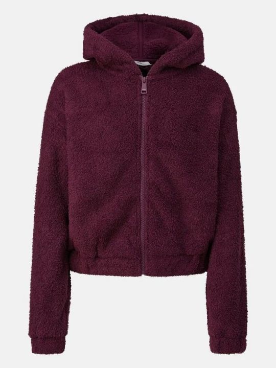 Zdjęcie produktu Krótka kurtka oversize ze sztucznego futerka z kapturem s.Oliver czerwony